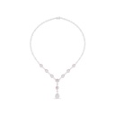 Sterling Silver 925 Necklace Rhodium Plated Embedded With Pink Zircon And White Zircon