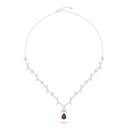 Sterling Silver 925 Necklace Rhodium Plated Embedded With Ruby Corundum And White Zircon