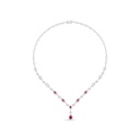 Sterling Silver 925 Necklace Rhodium Plated Embedded With Ruby Corundum And White Zircon