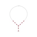 Sterling Silver 925 Necklace Rhodium Plated Embedded With Ruby Corundum And White Zircon