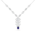 Sterling Silver 925 Necklace Rhodium Plated Embedded With Sapphire Corundum And White Zircon