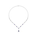 Sterling Silver 925 Necklace Rhodium Plated Embedded With Sapphire Corundum And White Zircon