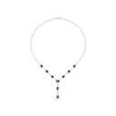 Sterling Silver 925 Necklace Rhodium Plated Embedded With Sapphire Corundum And White Zircon
