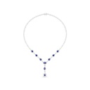 Sterling Silver 925 Necklace Rhodium Plated Embedded With Sapphire Corundum And White Zircon