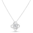 Sterling Silver 925 Necklace Rhodium Plated Embedded With White Zircon