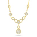 Sterling Silver 925 Necklace Golden Plated Embedded With Diamond Color And White Zircon