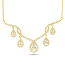 Sterling Silver 925 Necklace Golden Plated Embedded With Diamond Color And White Zircon