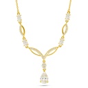 Sterling Silver 925 Necklace Golden Plated Embedded With Diamond Color And White Zircon