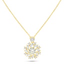 Sterling Silver 925 Necklace Golden Plated Embedded With Diamond Color And White Zircon