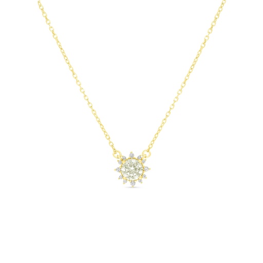 [NCL02CIT00WCZC138] Sterling Silver 925 Necklace Golden Plated Embedded With Yellow Diamond And White Zircon