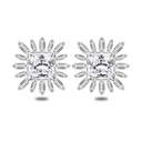 Sterling Silver 925 Earring Rhodium Plated Embedded With White Zircon