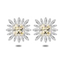 Sterling Silver 925 Earring Rhodium Plated Embedded With Diamond Color And White Zircon