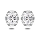 Sterling Silver 925 Earring Rhodium Plated Embedded With White Zircon