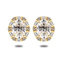 Sterling Silver 925 Earring Golden Plated Embedded With Diamond Color And White Zircon