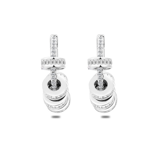 [EAR01WCZ00000C560] Sterling Silver 925 Earring Rhodium Plated Embedded With White Zircon
