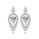 Sterling Silver 925 Earring Rhodium Plated Embedded With Diamond Color And White Zircon