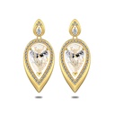Sterling Silver 925 Earring Golden Plated Embedded With Diamond Color And White Zircon