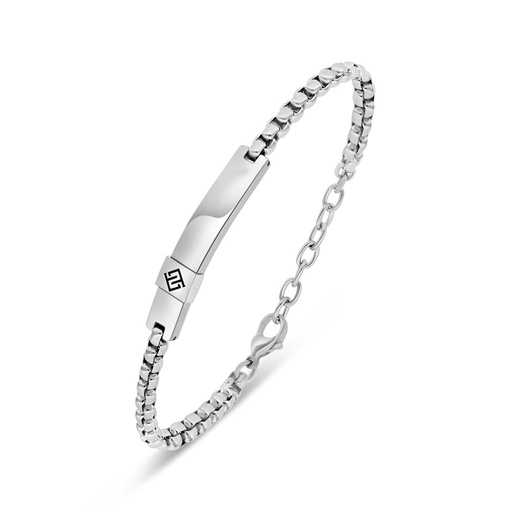 [BRC1000000000A221] Stainless Steel Bracelet 316L And 304L Silver Plated (LOGO)