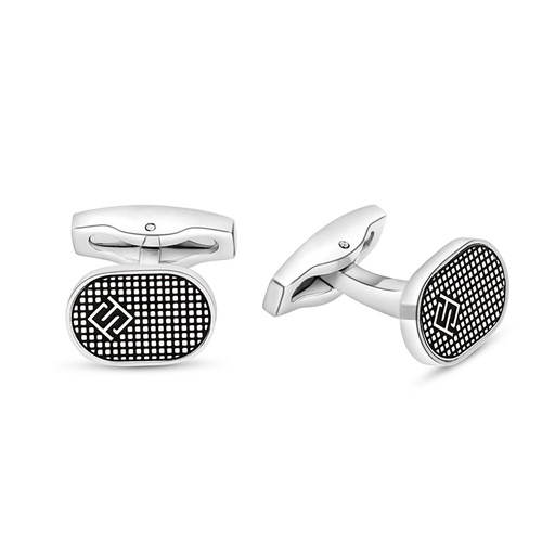 [CFL1000000000A008] Stainless Steel Cufflink 316L Silver Plated With LOGO