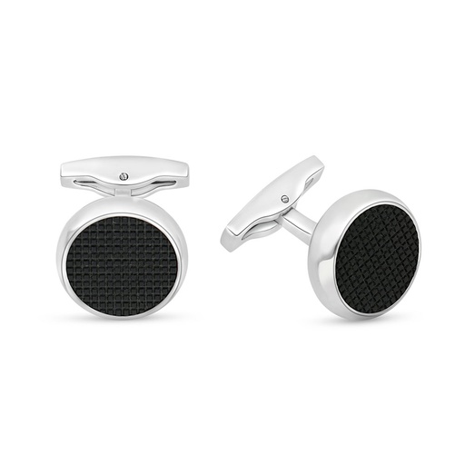 [CFL1000002000A017] Stainless Steel Cufflink 316L Silver And Black Plated With LOGO