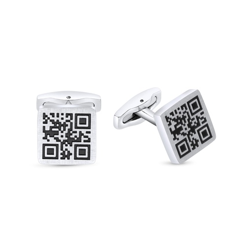 [CFL1000000000A026] Stainless Steel Cufflink 316L Silver And Black Plated 