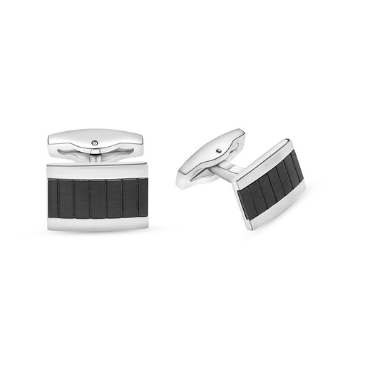 [CFL1000000000A031] Stainless Steel Cufflink 316L Silver And Black Plated 