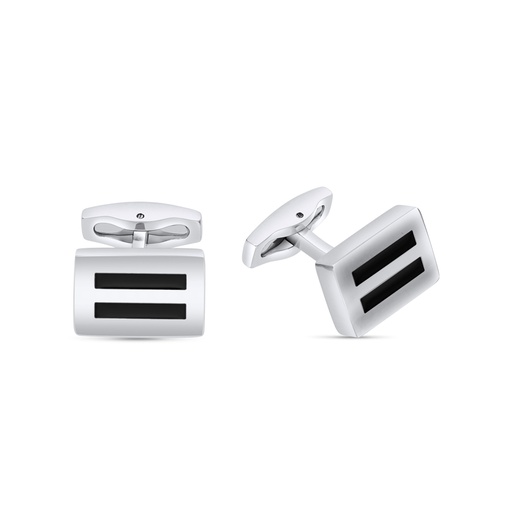 [CFL1000000000A034] Stainless Steel Cufflink 316L Silver And Black Plated 