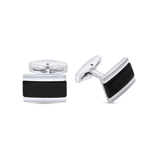 [CFL1000000000A040] Stainless Steel Cufflink 316L Silver And Black Plated 