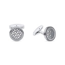 Stainless Steel Cufflink 316L Silver And Black Plated  Embedded With White Shell 