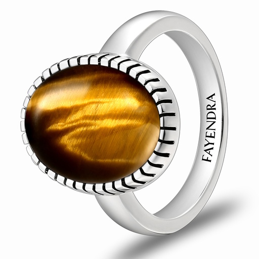 Sterling Silver 925 Ring Rhodium Plated Embedded With ECLIPSE STONE