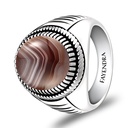 Sterling Silver 925 Ring Rhodium Plated Embedded With BOTSWANA AGATE