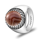 Sterling Silver 925 Ring Rhodium Plated Embedded With BOTSWANA AGATE