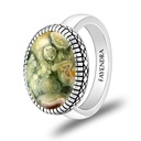 Sterling Silver 925 Ring Rhodium Plated Embedded With RHYOLITE