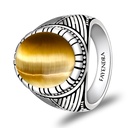 Sterling Silver 925 Ring Rhodium Plated Embedded With GOLD TIGER EYE