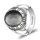 Sterling Silver 925 Ring Rhodium Plated Embedded With SILVER OBSIDIAN