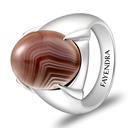 Sterling Silver 925 Ring Rhodium Plated Embedded With BOTSWANA AGATE