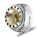 Sterling Silver 925 Ring Rhodium Plated Embedded With RHYOLITE
