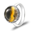 Sterling Silver 925 Ring Rhodium Plated Embedded With ECLIPSE STONE