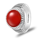 Sterling Silver 925 Ring Rhodium Plated Embedded With Red AGATE