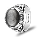 Sterling Silver 925 Ring Rhodium Plated Embedded With SILVER OBSIDIAN