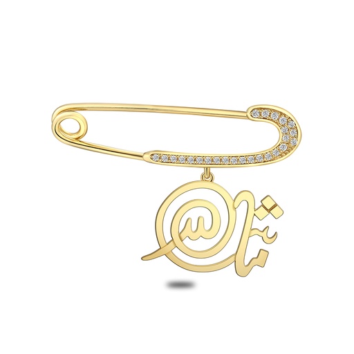 [BRH02WCZ00000A076] Sterling Silver 925 Baby Brooch Golden Plated Embedded With White Zircon