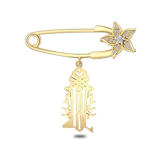 [BRH02WCZ00000A078] Sterling Silver 925 Baby Brooch Golden Plated Embedded With White Zircon