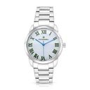 Stainless Steel 316 Watch Embedded With Green Numbers For Men - SILVER DIAL