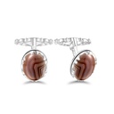 Sterling Silver 925 Cufflink Rhodium Plated Embedded With Botswana Agate