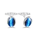 Sterling Silver 925 Cufflink Rhodium Plated Embedded With Blue Tiger Eye