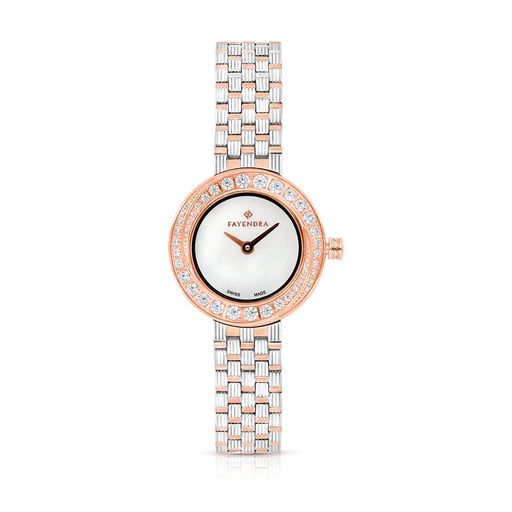 [WAT35WCZ00MOPW065] Stainless Steel 316 Watch Steel And Rose Gold Color Embedded With White Zircon - MOP DIAL