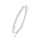 Sterling Silver 925 Bangle Rhodium Plated Embedded With White Zircon (54*48)M