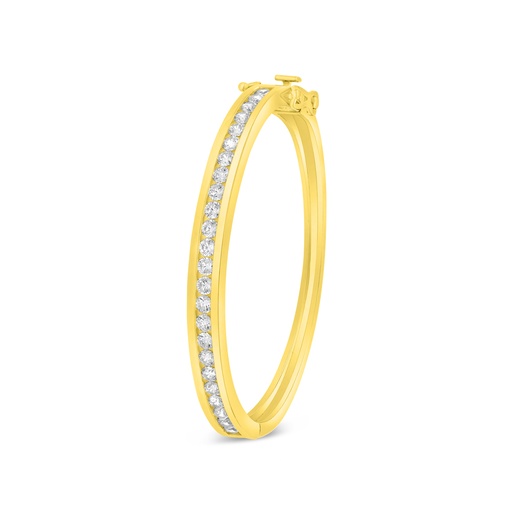 [BNG02WCZ01000A087] Sterling Silver 925 Bangle Golden Plated Embedded With White Zircon (58*52)M