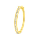 Sterling Silver 925 Bangle Golden Plated Embedded With White Zircon (54*48)M