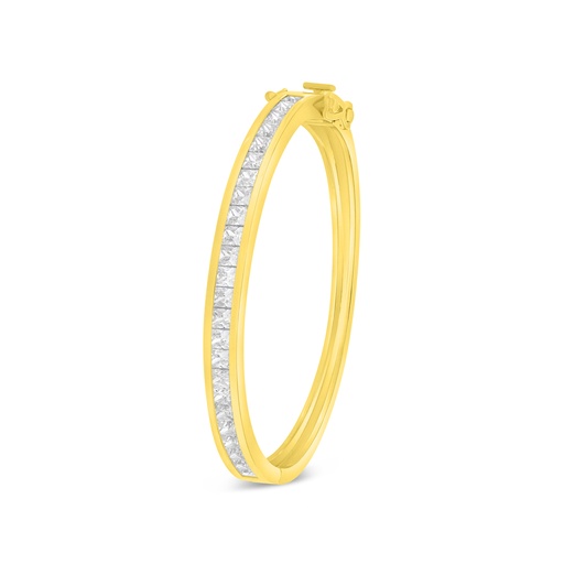 [BNG02WCZ01000A088] Sterling Silver 925 Bangle Golden Plated Embedded With White Zircon (58*52)M